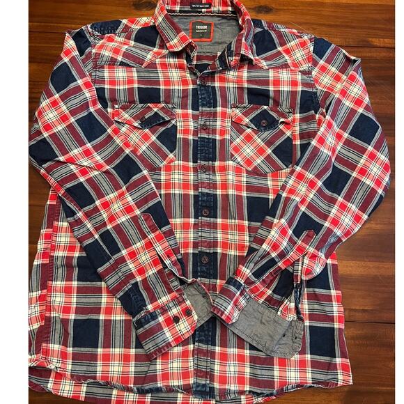 Trigger Apparel Plaid Western Style Shirt, Size L Slim Fit - Picture 1 of 4